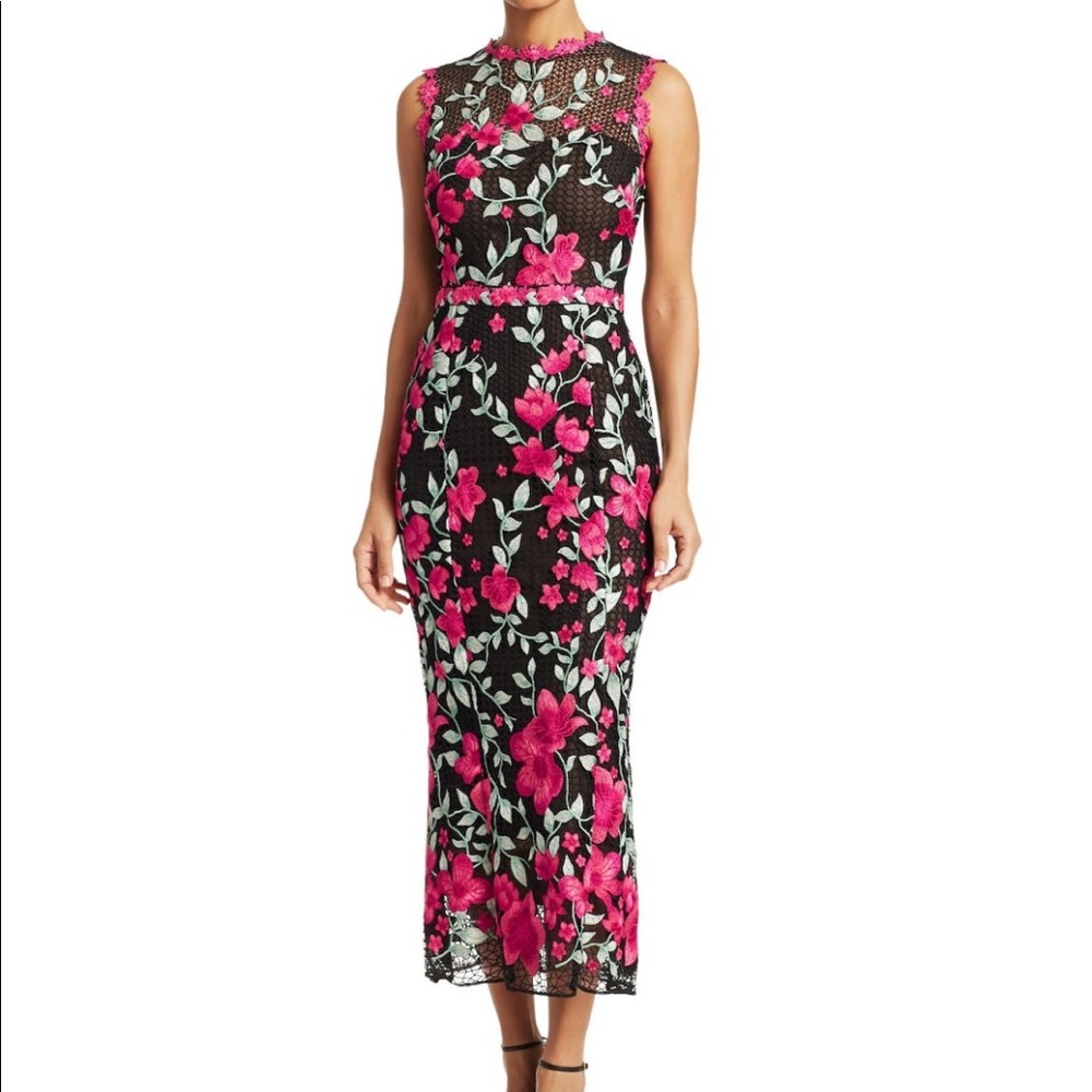 Marchesa Notte Embroidered Mermaid Dress